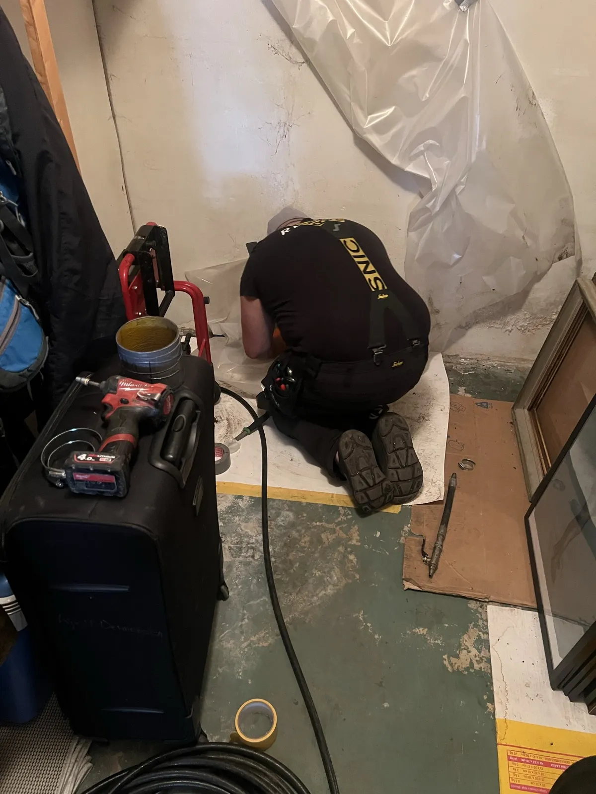 Färdighärdad reliningböj vid arbete med bottenplatta och stammar i Örgryte